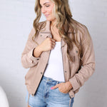 Claudie Cropped Utility Jacket - Sand
