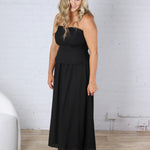 Cleo Tube Top Midi Dress with Separate Look Detail - Black
