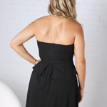 Cleo Tube Top Midi Dress with Separate Look Detail - Black