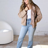 Colette Quilted Mineral Washed Jacket - Rose Taupe