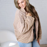 Colette Quilted Mineral Washed Jacket - Rose Taupe