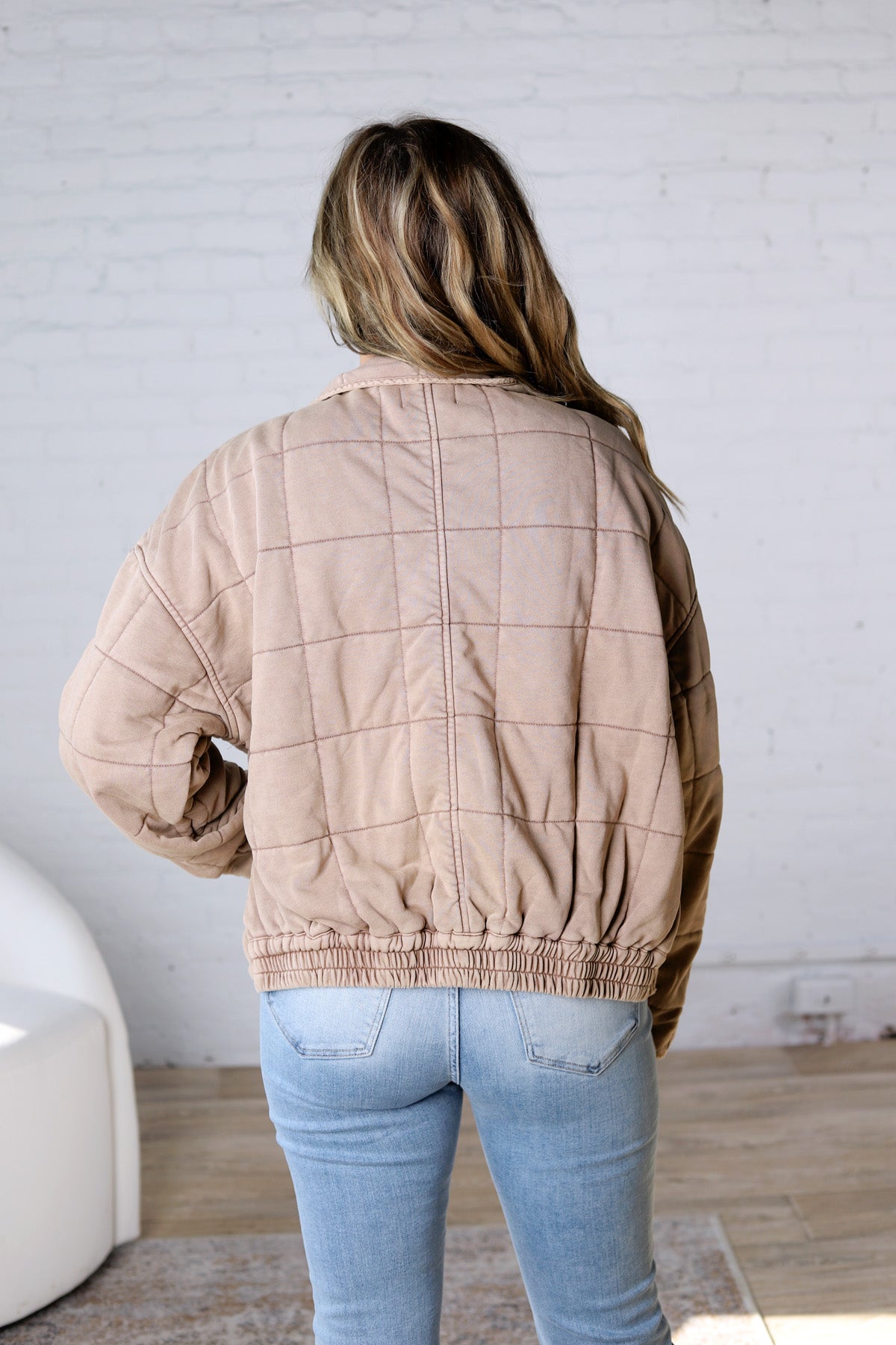 Colette Quilted Mineral Washed Jacket - Rose Taupe