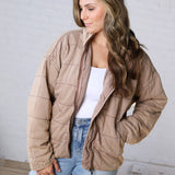 Colette Quilted Mineral Washed Jacket - Rose Taupe