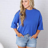 Collins Lightweight Oversized Sweater Top - Blue