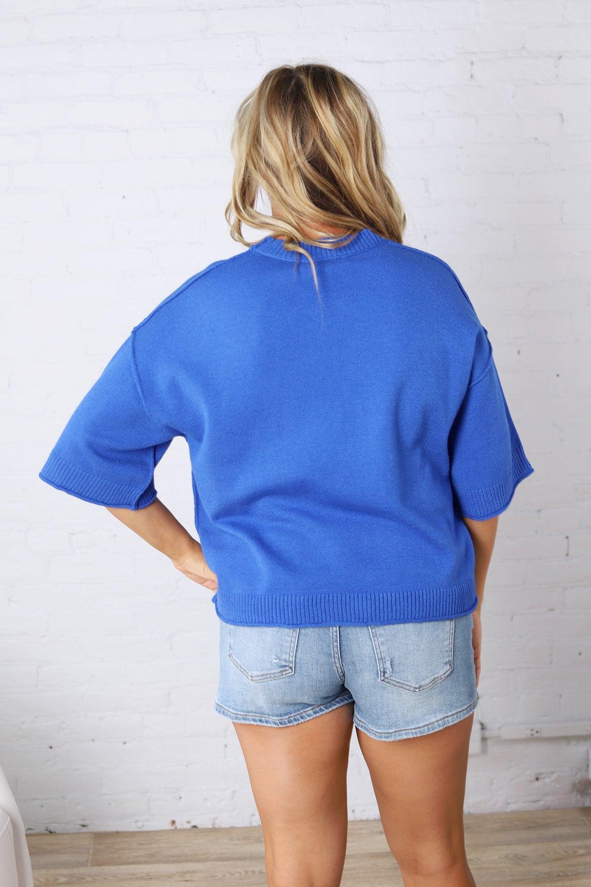 Collins Lightweight Oversized Sweater Top - Blue