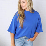 Collins Lightweight Oversized Sweater Top - Blue