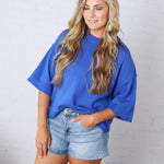 Collins Lightweight Oversized Sweater Top - Blue