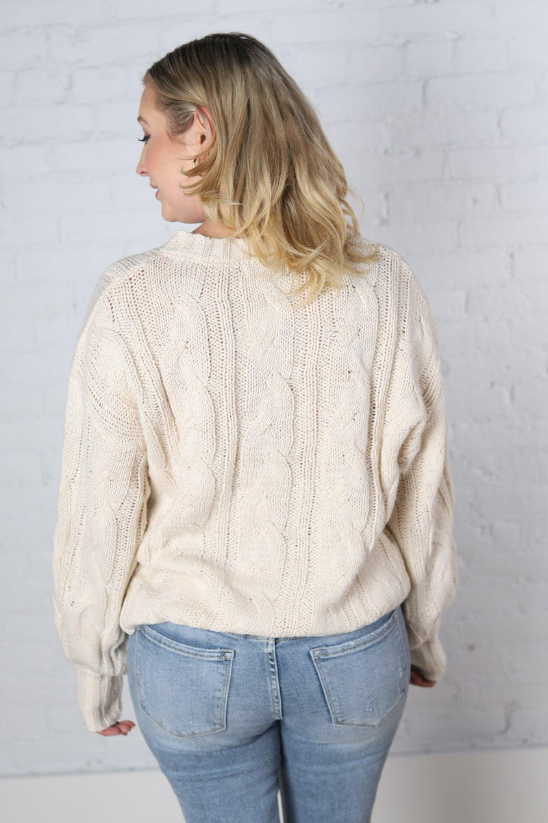 Constance Cable Knit Sweater - Ivory