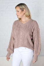 Constance Cable Knit Sweater - Mocha