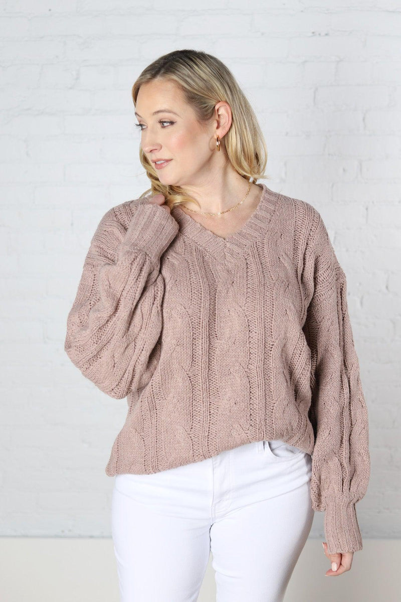 Constance Cable Knit Sweater - Mocha