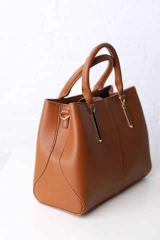 Corina Triple Compartment Satchel - Brown