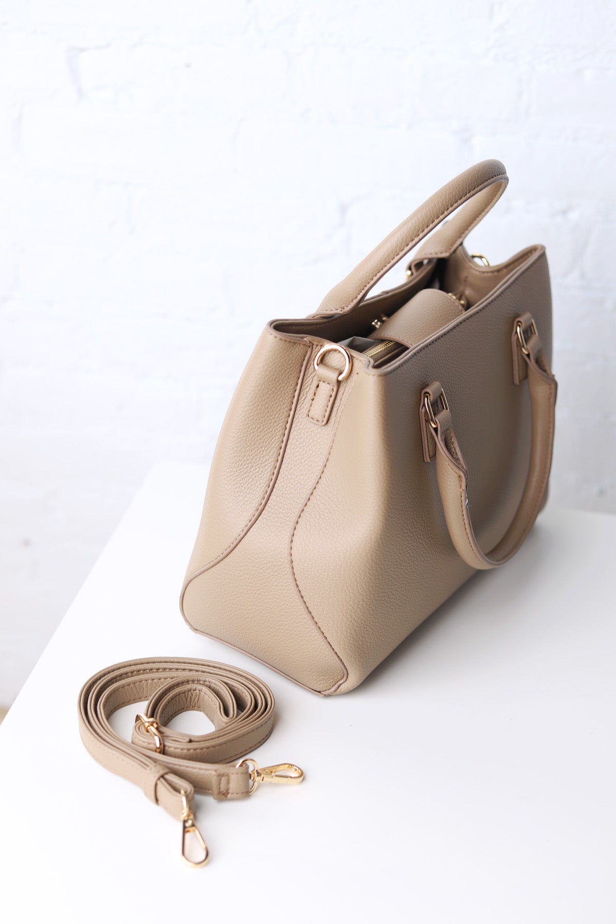 Corina Triple Compartment Satchel - Taupe