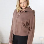 Cortni French Terry Zip Up Jacket - Smoky Brown