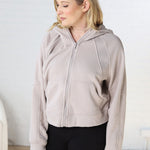 Cortni French Terry Zip Up Jacket - Taupe