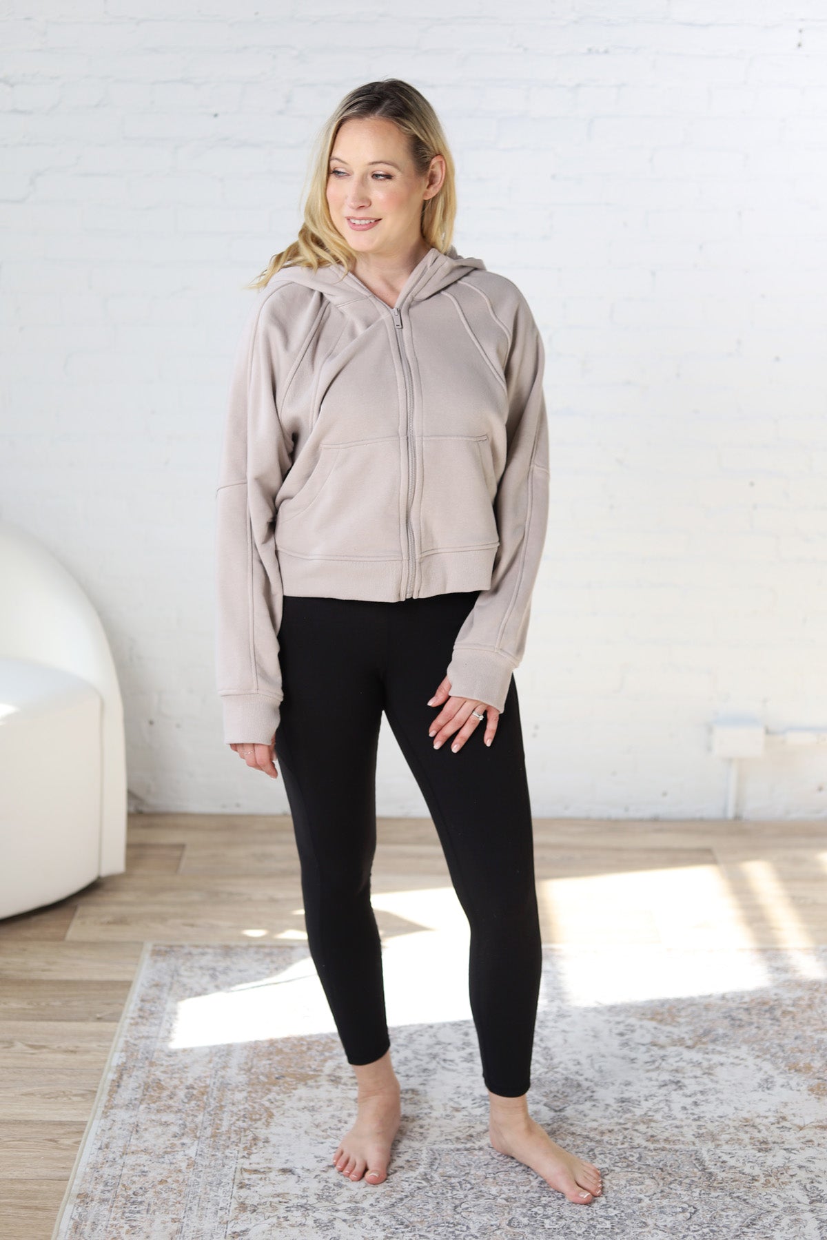 Cortni French Terry Zip Up Jacket - Taupe