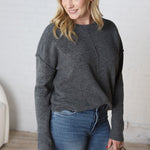 Cosette Front Seam Crewneck Sweater - Charcoal