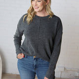 Cosette Front Seam Crewneck Sweater - Charcoal