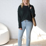 Cosette Front Seam Crewneck Sweater - Forest Green