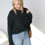 Cosette Front Seam Crewneck Sweater - Forest Green