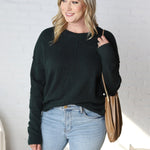 Cosette Front Seam Crewneck Sweater - Forest Green