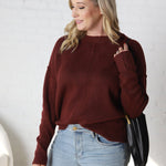 Cosette Front Seam Crewneck Sweater - Oxblood