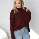 Cosette Front Seam Crewneck Sweater - Oxblood