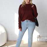 Cosette Front Seam Crewneck Sweater - Oxblood