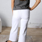 Cosette Super High Wide Cropped Utility Denim - Snow Milk