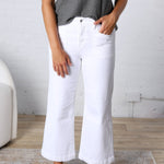 Cosette Super High Wide Cropped Utility Denim - Snow Milk