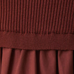 Covea Mock Neck Knit & Woven Mix Tiered Midi Dress