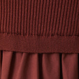 Covea Mock Neck Knit & Woven Mix Tiered Midi Dress