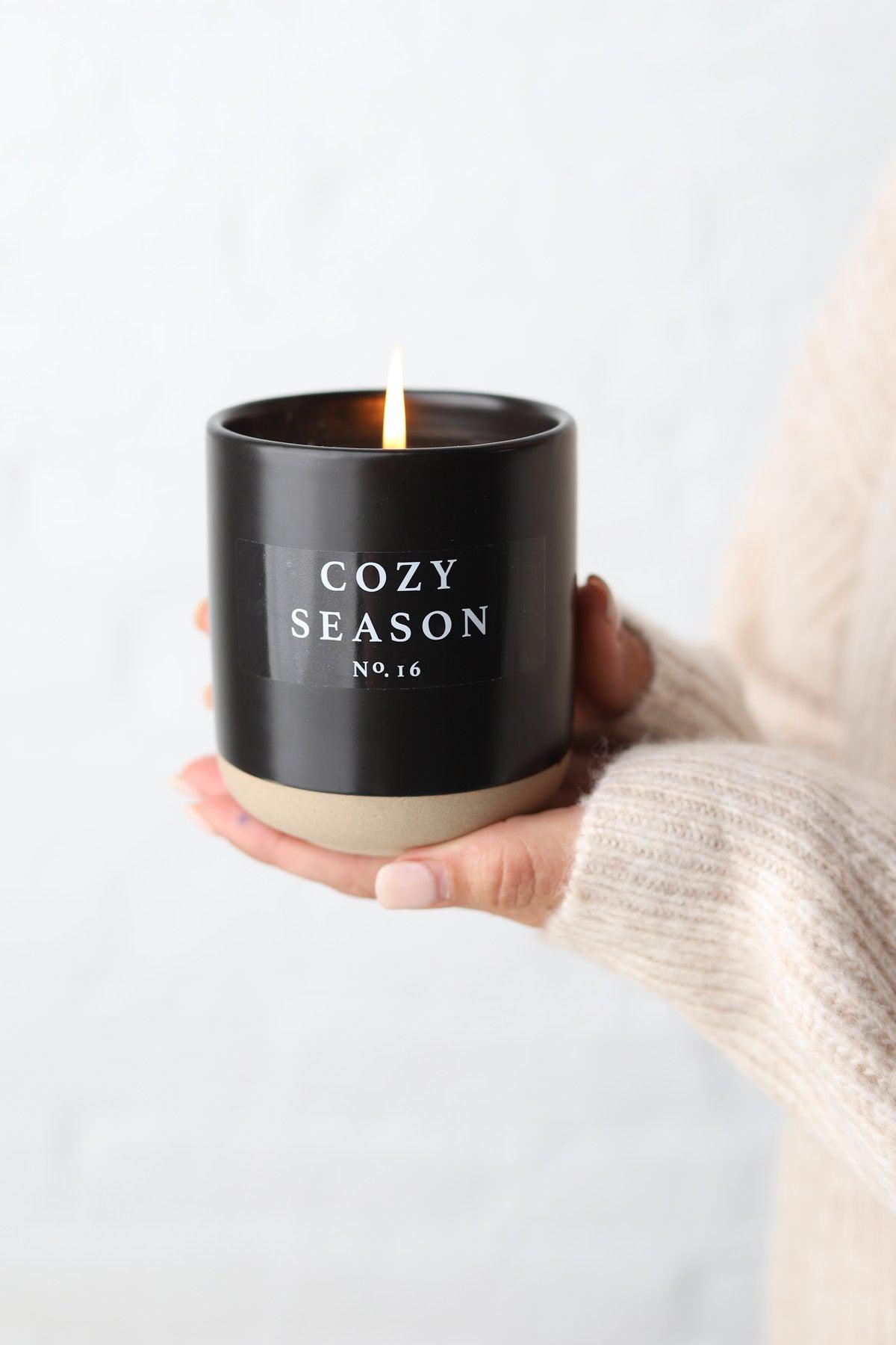 Cozy Season 12 Oz Soy Candle - Black Stoneware