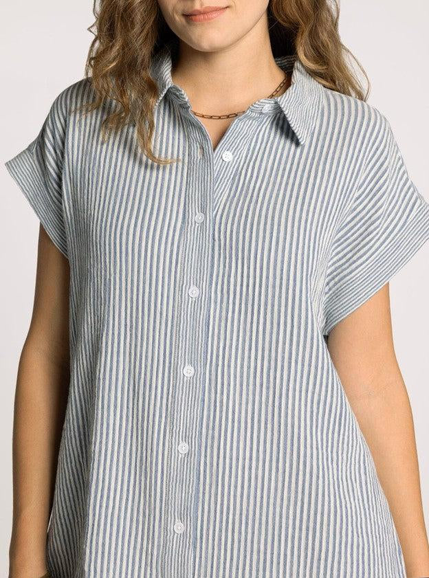 Crescent Dress - Ivory/Blue