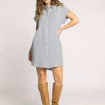 Crescent Dress - Ivory/Blue