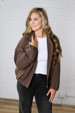Cressa Hooded Windbreaker Jacket - Brown