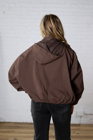 Cressa Hooded Windbreaker Jacket - Brown