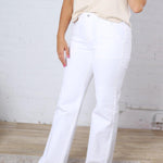 Cressida High Rise Wide Leg Raw Hem - Milk White