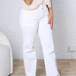 Cressida High Rise Wide Leg Raw Hem - Milk White