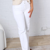 Cressida High Rise Wide Leg Raw Hem - Milk White
