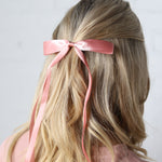 Dahlia Dainty Hair Bow Clip - Light Pink