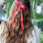 Dahlia Dainty Hair Bow Clip - Red