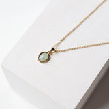 Dainty 18K Gold Plated Gemstone Necklace - Green Peridot + Gold - Baubles + Bobbies