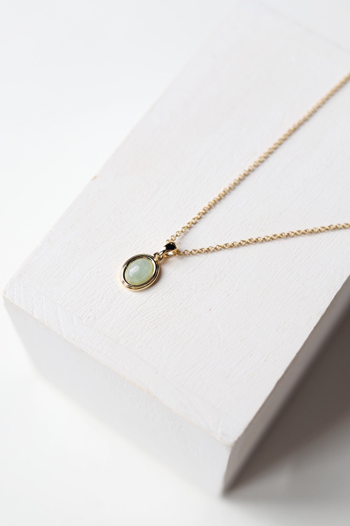 Dainty 18K Gold Plated Gemstone Necklace - Green Peridot + Gold - Baubles + Bobbies