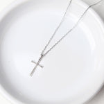 Dainty Cross Pendant - Rhodium Plated