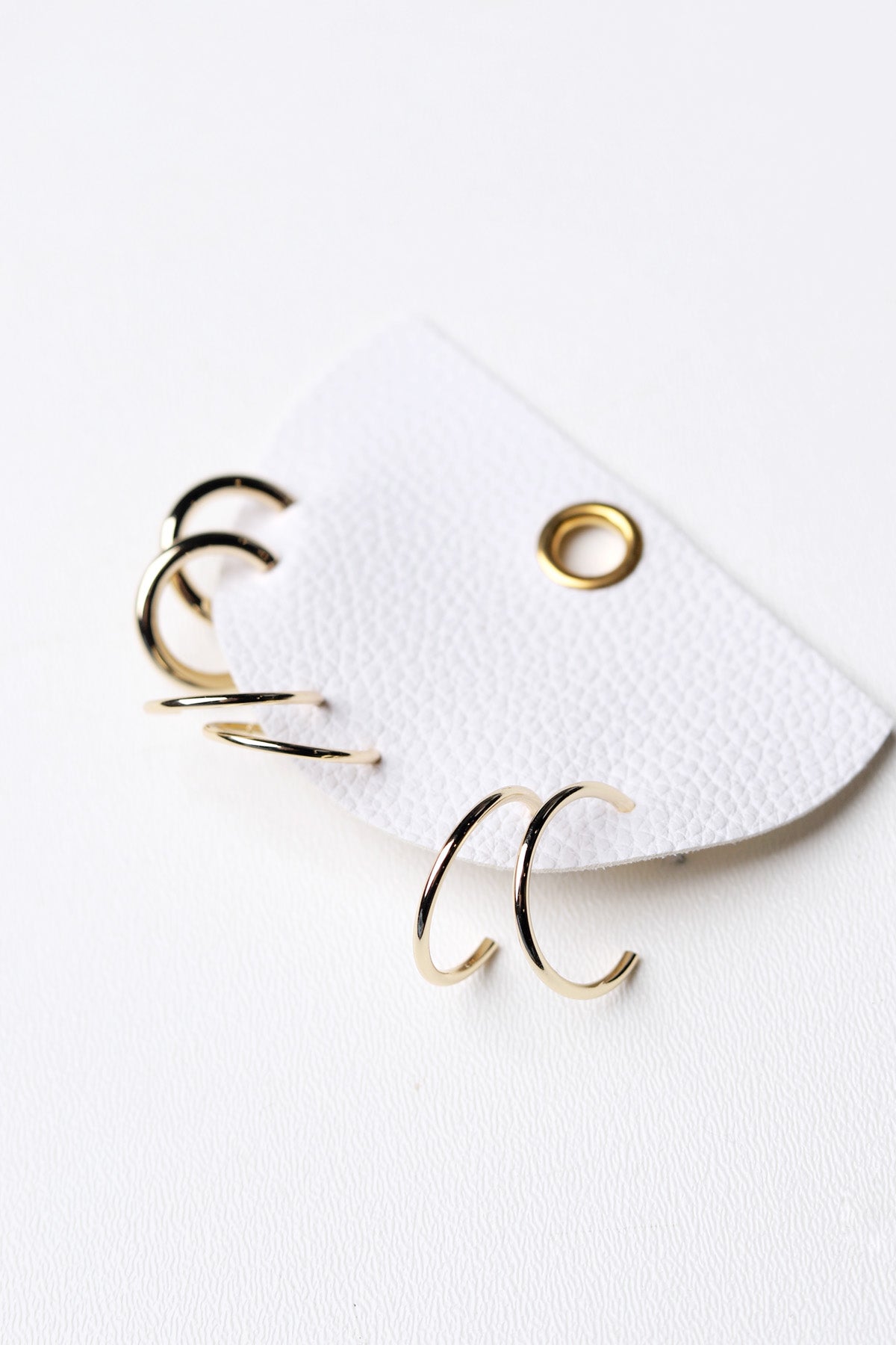 Dainty Tube Hoop Earring Set - Gold