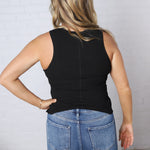 Dani Ribbed Scoop Neck Tank Top - Black