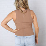 Dani Ribbed Scoop Neck Tank Top - Chocolate