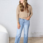 Danica Dolman Sleeve Ribbed Knit Top - Khaki