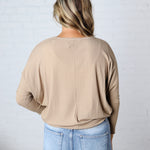 Danica Dolman Sleeve Ribbed Knit Top - Khaki