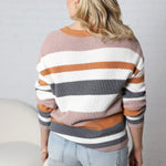 Daniella Camel Ribbed Color Block Sweater